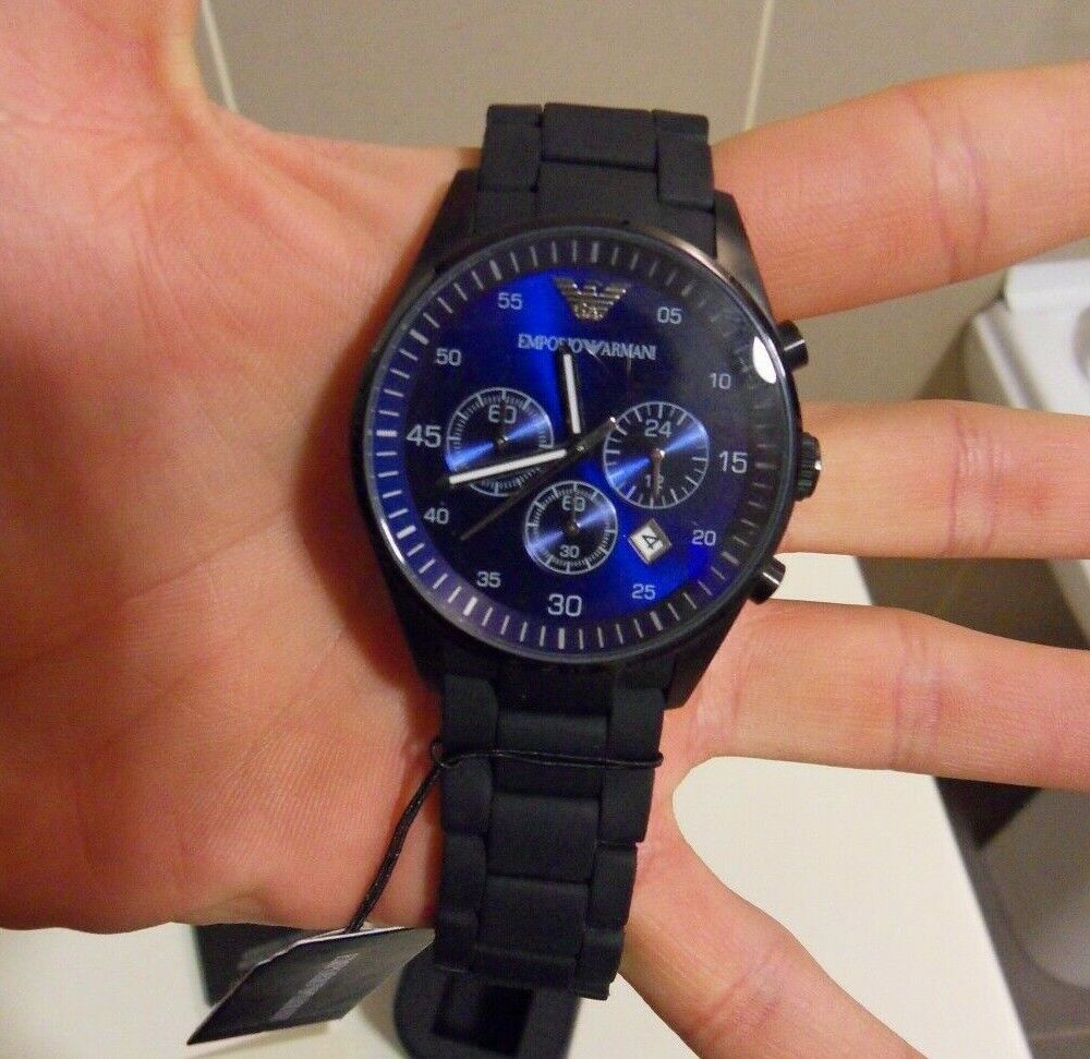Shop Authentic Emporio Armani Sportivo Chronograph Blue Dial Black Strap Watch For Men - AR5921 - Luxxuri