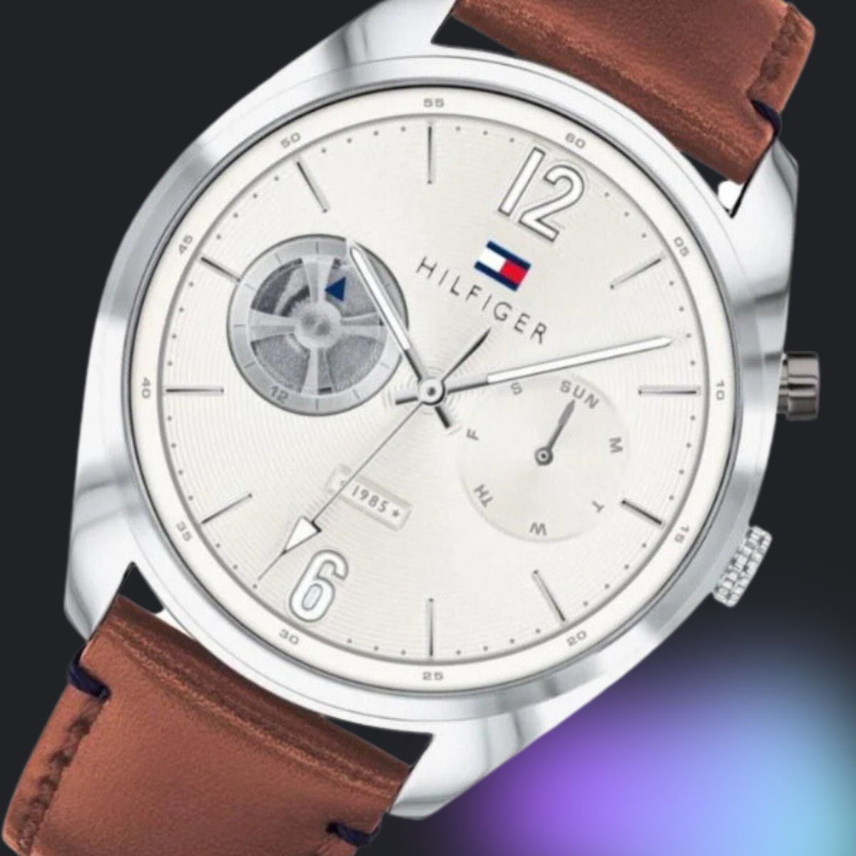 Shop Authentic Tommy Hilfiger Deacon White Dial Brown Leather Strap Watch for Men - 1791550 - Luxxuri