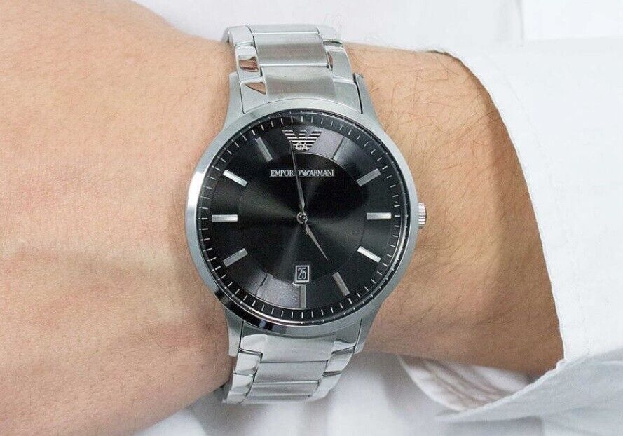 Shop Authentic Emporio Armani Sportivo Black Dial Silver Stainless Steel Watch For Men - AR2457 - Luxxuri