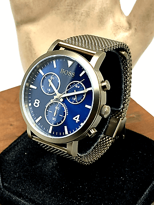 Shop Authentic Hugo Boss Spirit Blue Dial Grey Mesh Bracelet Watch for Men - 1513693 - Luxxuri