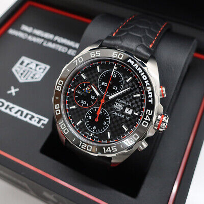 Shop Authentic Tag Heuer Formula 1 Mario Kart Chronograph Black Dial Black Leather Strap Watch for Men - CAZ201E.FC6517 - Luxxuri