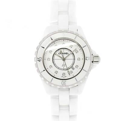 Shop Authentic Chanel J12 Diamonds Ceramic White Dial White Steel Strap Watch for Women - J12 H1628 - Luxxuri