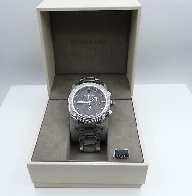 Shop Authentic Burberry Utilitarian Chronograph Black Dial Silver Steel Strap Watch For Men - BU9800 - Luxxuri
