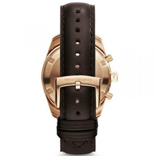 Shop Authentic Emporio Armani Chronograph Gray Dial Brown Leather Strap Watch For Men - AR6043 - Luxxuri