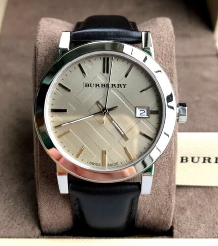 Shop Authentic Burberry The City Gold Dial Brown Leather Strap Watch for Men - BU9011 - Luxxuri