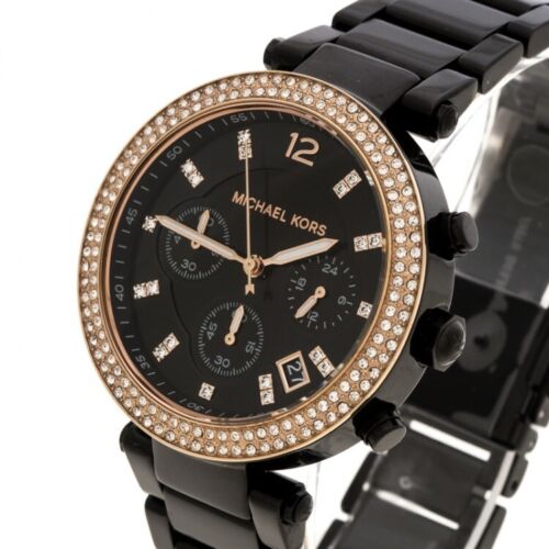 Shop Authentic Michael Kors Parker Diamonds Black Dial Black Steel Strap Watch for Women - MK5885 - Luxxuri