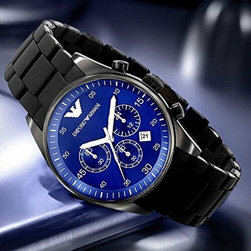 Shop Authentic Emporio Armani Sportivo Chronograph Blue Dial Black Strap Watch For Men - AR5921 - Luxxuri
