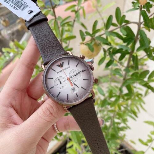 Shop Authentic Emporio Armani Aviator Chronograph Grey Dial Brown Mesh Bracelet Watch For Men - AR11169 - Luxxuri