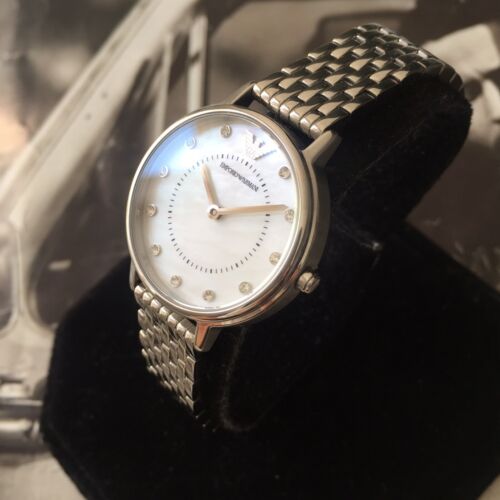 Shop Authentic Emporio Armani Kappa Mother of Pearl Dial Silver Mesh Bracelet Watch For Women - AR2511 - Luxxuri