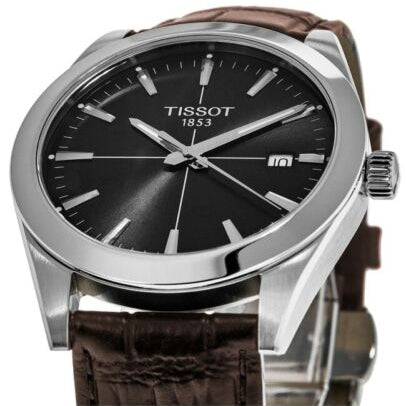 Tissot Gentlemen Black Dial Brown Leather Strap Watch for Men - T127.410.16.051.01