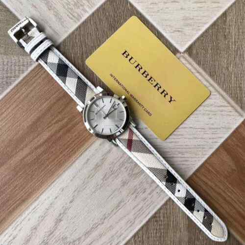 Shop Authentic Burberry The City Silver Dial Brown Leather Strap Watch for Women - BU9136 - Luxxuri