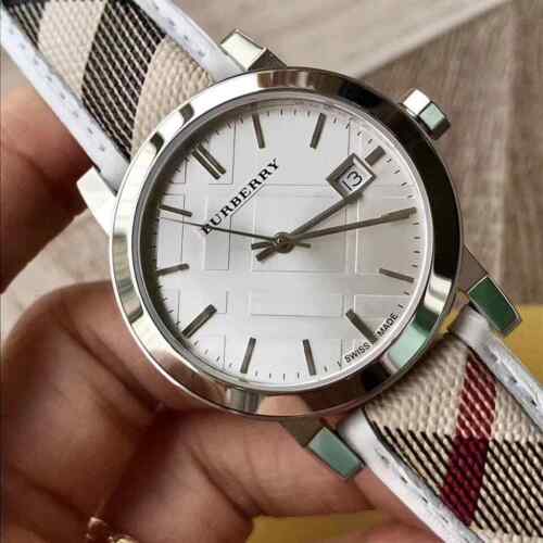 Shop Authentic Burberry The City Silver Dial Brown Leather Strap Watch for Women - BU9136 - Luxxuri