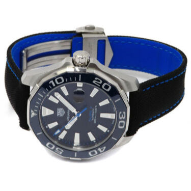 Shop Authentic Tag Heuer Aquaracer Calibre 5 Automatic Black Dial Black Nylon Strap Watch for Men - WAY201C.FC6395 - Luxxuri