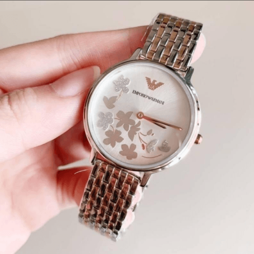 Shop Authentic Emporio Armani Silver Sunray Dial Two Tone Steel Strap Watch For Women - AR11113 - Luxxuri