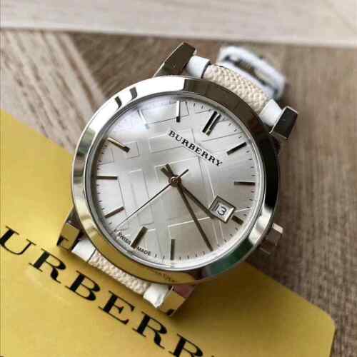 Shop Authentic Burberry The City Silver Dial Brown Leather Strap Watch for Women - BU9136 - Luxxuri