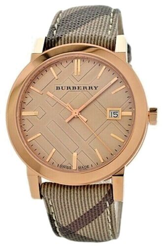 Shop Authentic Burberry The City Rose Gold Dial Brown Leather Strap Watch for Women - BU9040 - Luxxuri