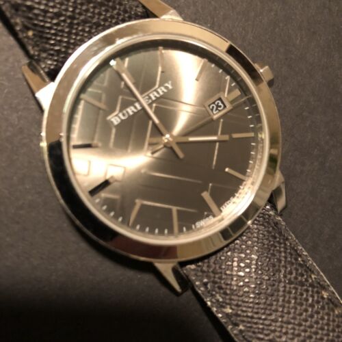 Shop Authentic Burberry The City Grey Dial Black Leather Strap Watch for Men - BU9030 - Luxxuri