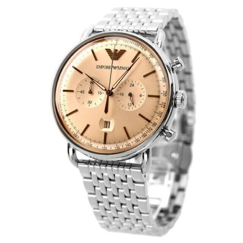 Shop Authentic Emporio Armani Aviator Chronograph Beige Dial Silver Steel Strap Watch For Men - AR11239 - Luxxuri