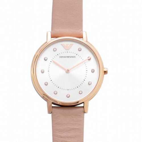 Shop Authentic Emporio Armani Kappa Rose Gold & White Dial Beige Nude Leather Strap Watch For Women - AR2510 - Luxxuri