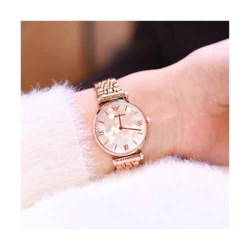 Shop Authentic Emporio Armani Mother of Pearl Dial Rose Gold Steel Strap Watch For Women - AR11110 - Luxxuri