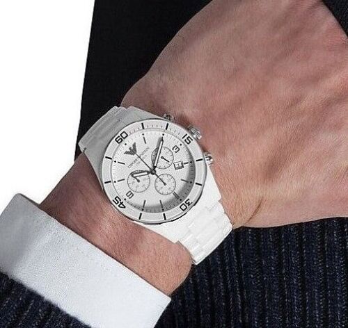 Shop Authentic Emporio Armani Ceramic Chronograph White Dial White Ceramic Strap Watch For Men - AR1424 - Luxxuri
