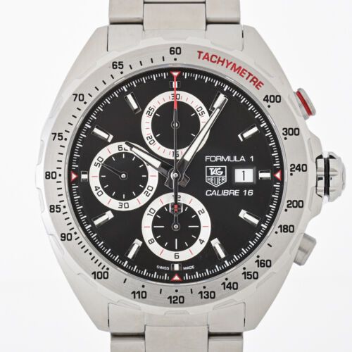 Shop Authentic Tag Heuer Formula 1 Calibre 16 Automatic Chronograph Black Dial Silver Steel Strap Watch for Men - CAZ2010.BA0876 - Luxxuri