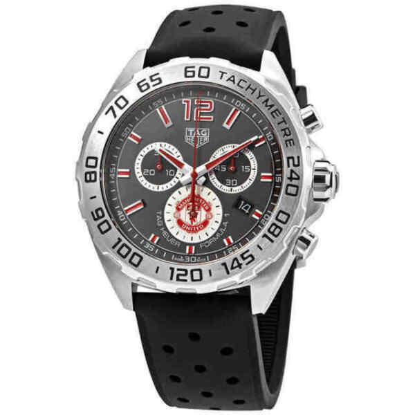 Shop Authentic Tag Heuer Formula 1 Manchester United Special Edition Grey Dial Black Silicone Strap Watch for Men - CAZ101M.FT8024 - Luxxuri