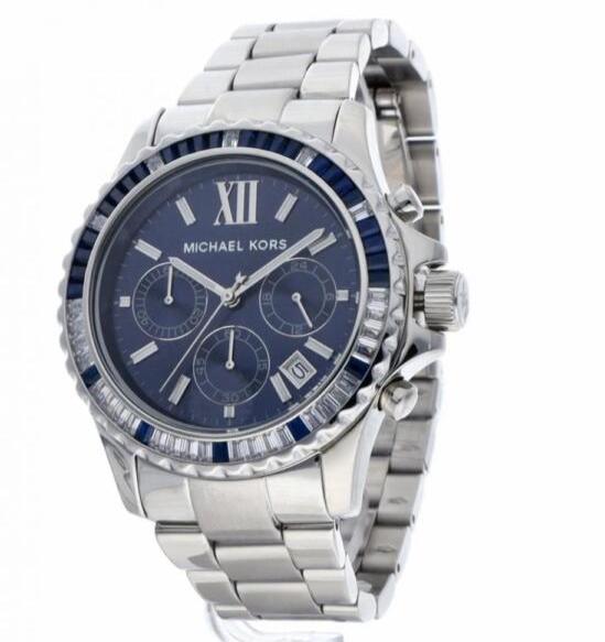 Shop Authentic Michael Kors Everest Chronograph Blue Dial Silver Steel Strap Watch For Women - MK7237 - Luxxuri