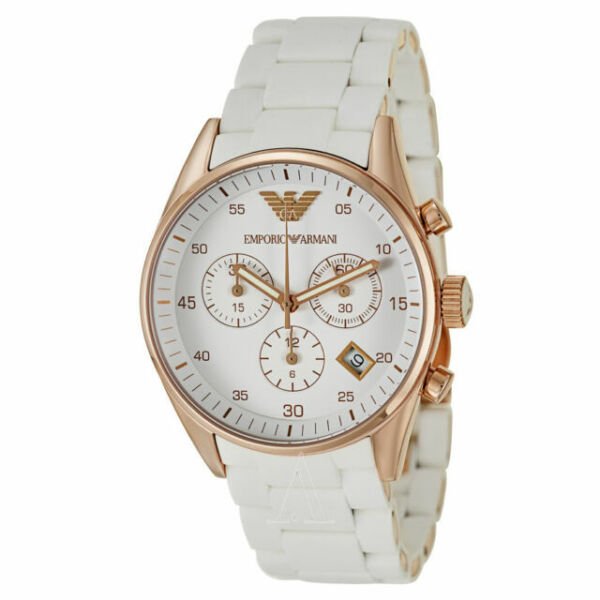 Shop Authentic Emporio Armani Sportivo Silver Dial White Silicone Strap Watch For Women - AR5920 - Luxxuri