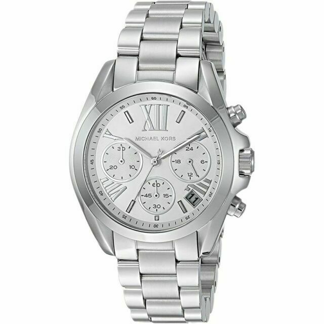 Michael Kors Bradshaw Chronograph Silver Dial Silver Steel Strap Watch for Women - MK6174