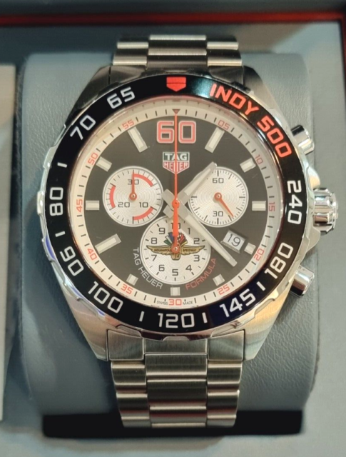 Shop Authentic Tag Heuer Formula 1 Indy 500 Special Edition Black Dial Silver Steel Strap Watch for Men - CAZ101V.BA0842 - Luxxuri