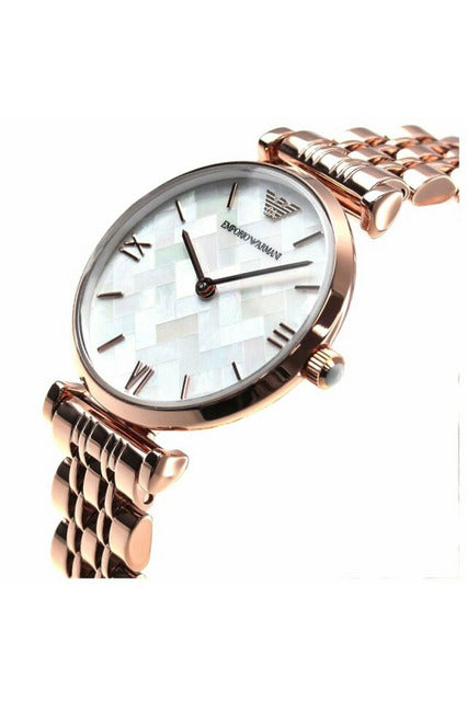 Shop Authentic Emporio Armani Mother of Pearl Dial Rose Gold Steel Strap Watch For Women - AR11110 - Luxxuri
