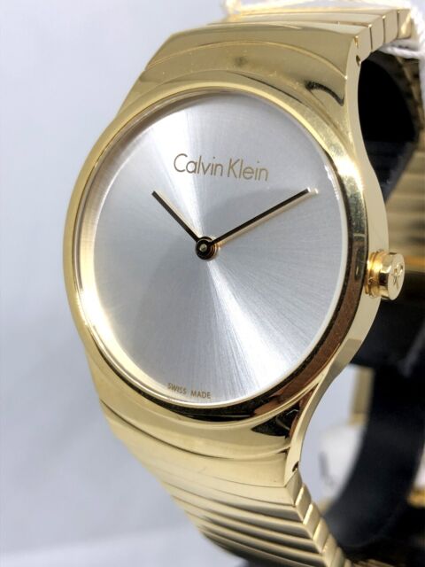 Calvin Klein Lively White Dial Gold Steel Strap Watch for Women - K4U23526