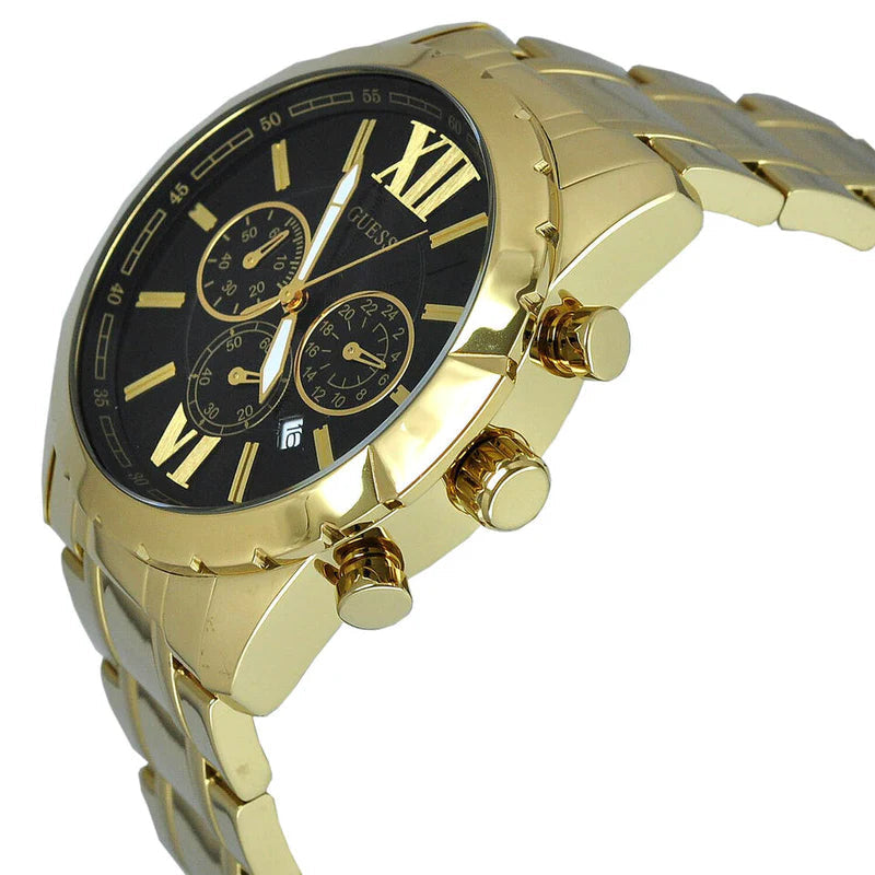 Shop Authentic Guess Optic Multifunction Black Dial Gold Steel Strap Watch for Men - W0193G1 - Luxxuri