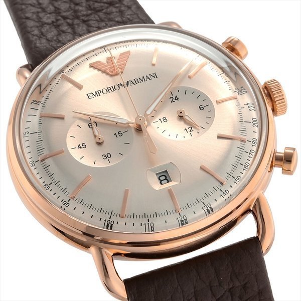 Shop Authentic Emporio Armani Aviator Grey Dial Brown Leather Strap Watch For Men - AR11106 - Luxxuri