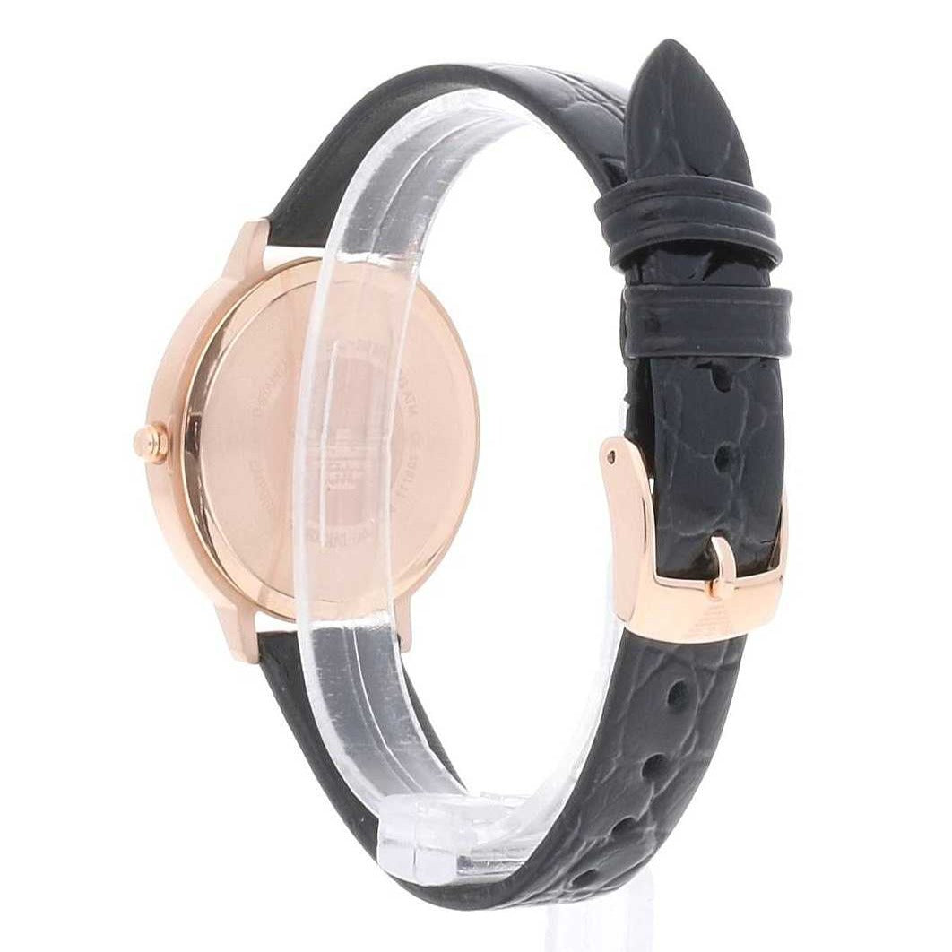 Shop Authentic Emporio Armani Kappa Quartz Black Dial Black Leather Strap Watch For Women - AR11064 - Luxxuri