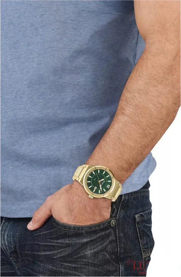 Shop Authentic Salvatore Ferragamo F-80 Green Dial Gold Steel Strap Watch for Men - SFHY02921 - Luxxuri
