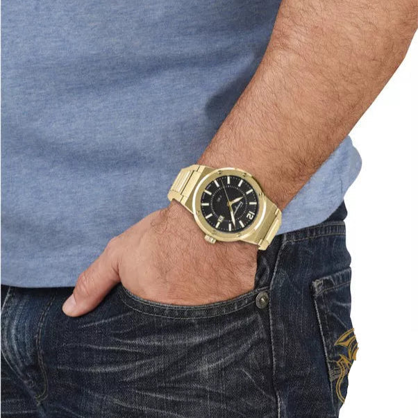 Shop Authentic Salvatore Ferragamo F-80 Classic Black Dial Gold Steel Strap Watch for Men - SFHY00821 - Luxxuri