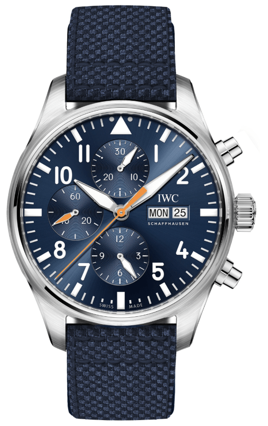 Shop Authentic IWC Pilot's Automatic Chronograph 43mm Blue Dial Blue Calfskin Strap Watch for Men - IW377729 - Luxxuri