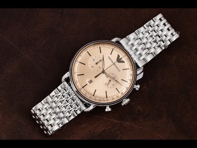 Shop Authentic Emporio Armani Aviator Chronograph Beige Dial Silver Steel Strap Watch For Men - AR11239 - Luxxuri