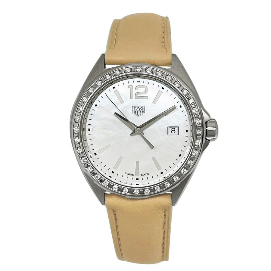 Shop Authentic Tag Heuer Formula 1 Quartz Diamonds Mother of Pearl Dial Beige Leather Strap Watch for Women - WBJ131A.FC8254 - Luxxuri