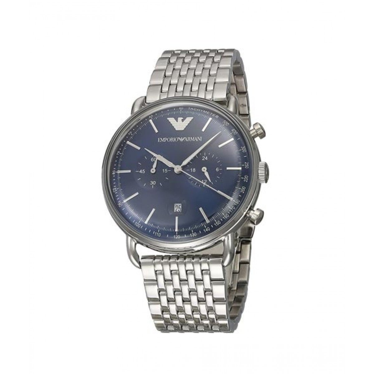 Shop Authentic Emporio Armani Aviator Chronograph Blue Dial Silver Steel Strap Watch For Men - AR11238 - Luxxuri