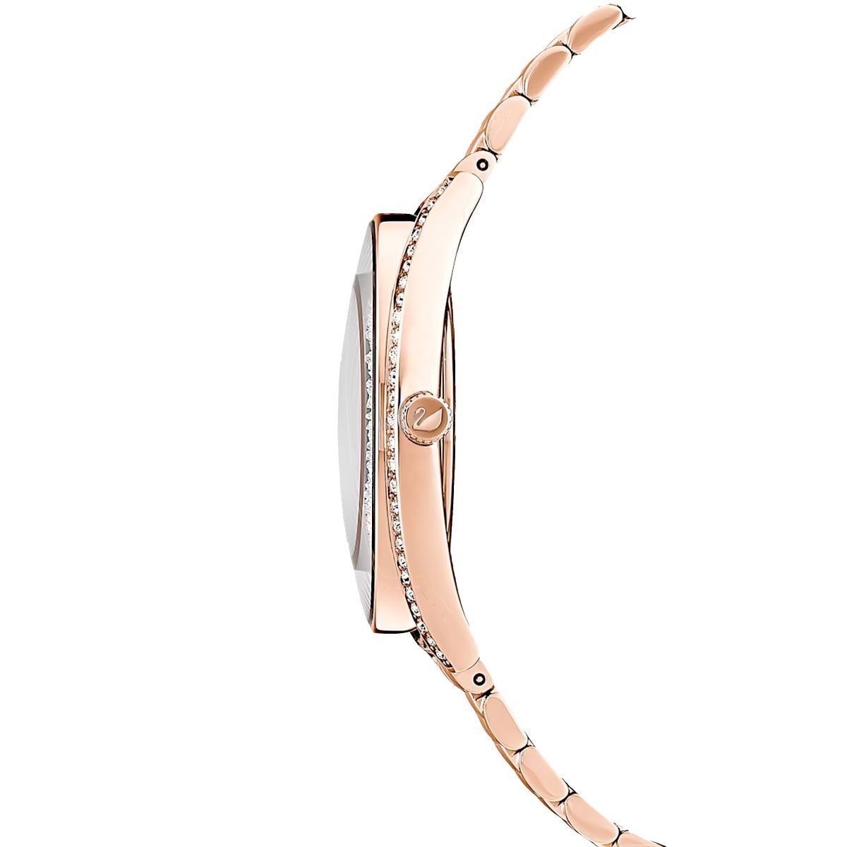 Swarovski Crystalline Aura Silver Dial Rose Gold Steel Strap Watch for Women - 5519459