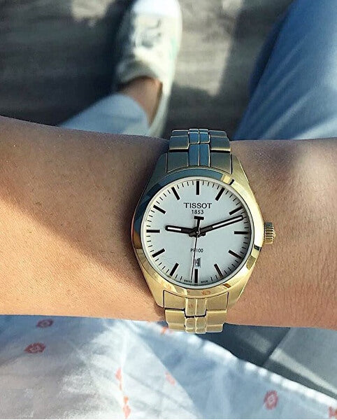 Shop Authentic Tissot T Classic PR 100 Lady White Dial Gold Steel Strap Watch for Women - T101.210.33.031.00 - Luxxuri
