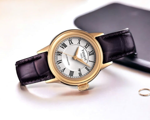 Shop Authentic Tissot T Classic Carson White Dial Brown Leather Strap Watch For Women - T085.207.36.013.00 - Luxxuri