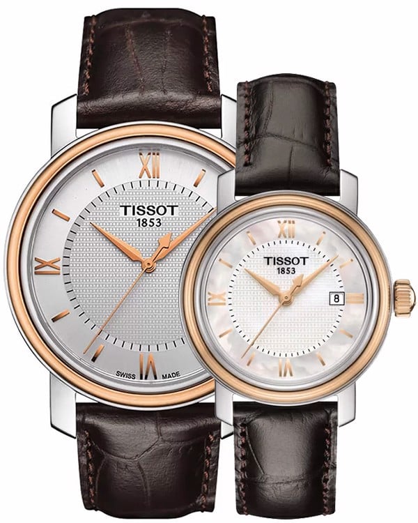 Shop Authentic Tissot Bridgeport Lady White Dial Brown Leather Strap Watch For Women - T097.010.26.118.00 - Luxxuri