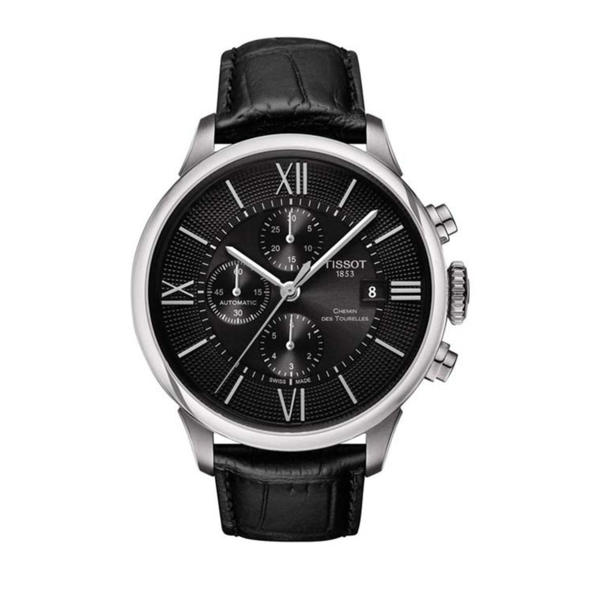 Shop Authentic Tissot T Classic Chemin Des Tourelles Chronograph Black Dial Black Leather Strap Watch For Men - T099.427.16.058.00 - Luxxuri
