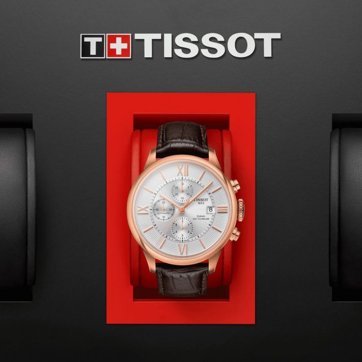 Shop Authentic Tissot Des Tourelles Chronograph Silver Dial Brown Leather Strap Watch For Men - T099.427.36.038.00 - Luxxuri