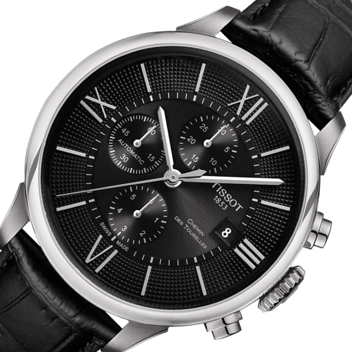 Shop Authentic Tissot T Classic Chemin Des Tourelles Chronograph Black Dial Black Leather Strap Watch For Men - T099.427.16.058.00 - Luxxuri