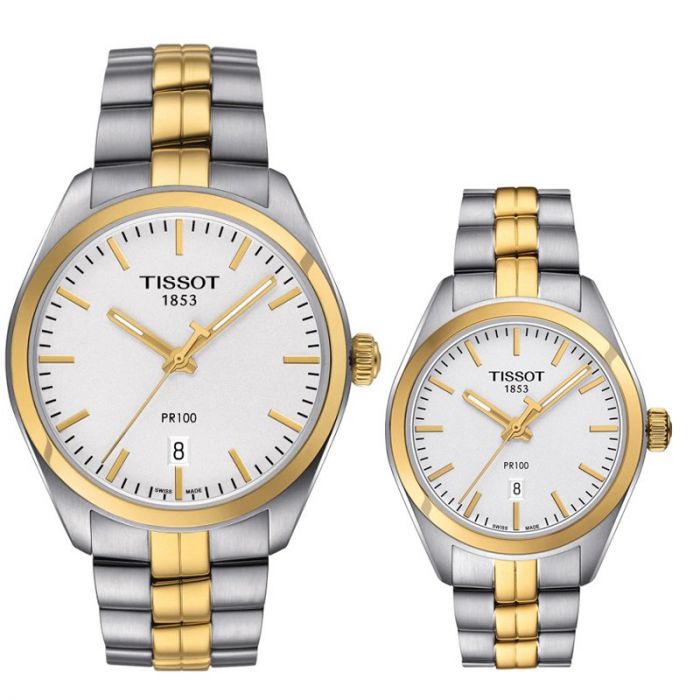Shop Authentic Tissot T Classic PR 100 White Dial Two Tone Steel Strap Watch for Men - T101.410.22.031.00 - Luxxuri
